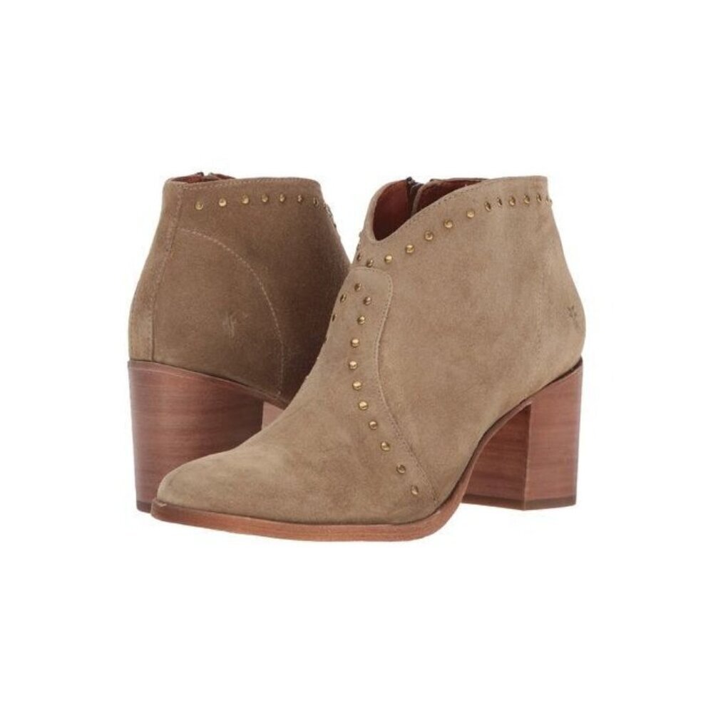 Frye Women's Nora Stud Zip Short Booties in Sand Tan Size 10B